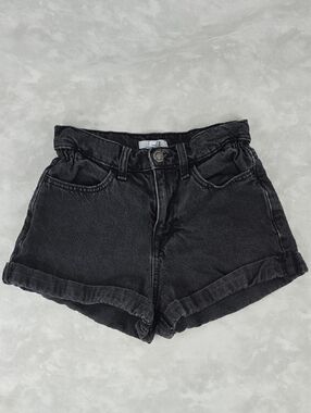 Forever 21 Black High-Waist Paperbag Denim Shorts